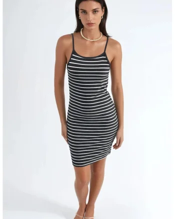 Rochie mini dama,  mulata, poliester, negru/alb,