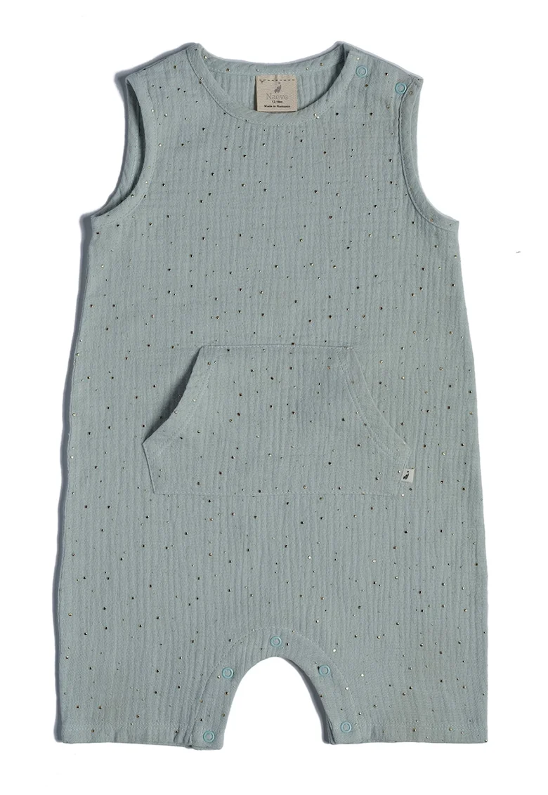 Salopeta de bumbac organic cu buzunar kangaroo, Verde menta