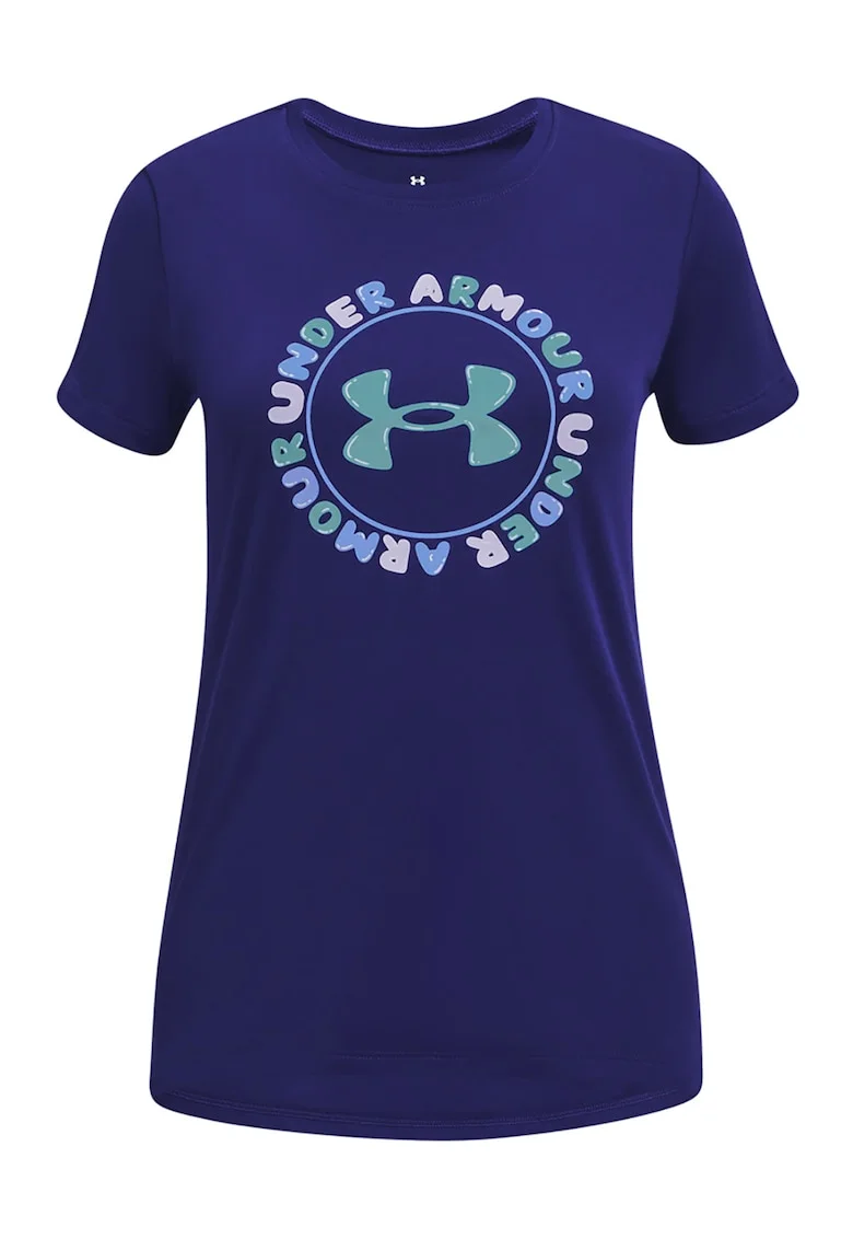 Tricou cu imprimeu logo pentru fitness, Bleumarin