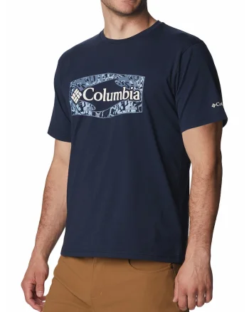 Tricou cu imprimeu logo, pentru trekking si drumetii Sun Trek, Alb/Albastru ultramarin/Albastru prafuit
