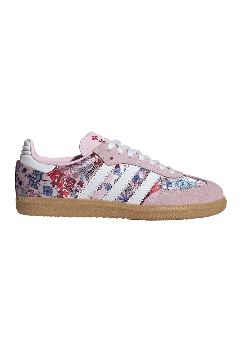 Pantofi sport Samba cu garnituri din piele intoarsa si model, Albastru inchis/Caramel/Roz prafuit