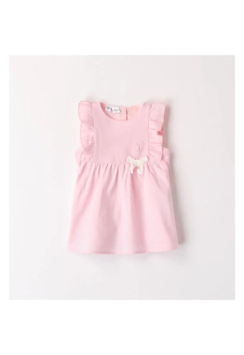 Rochie din in cu fundita pentru fetite,  4.8134, Roz