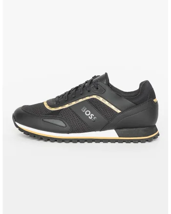 Pantofi sport de piele ecologica si material textil Parkour, Negru