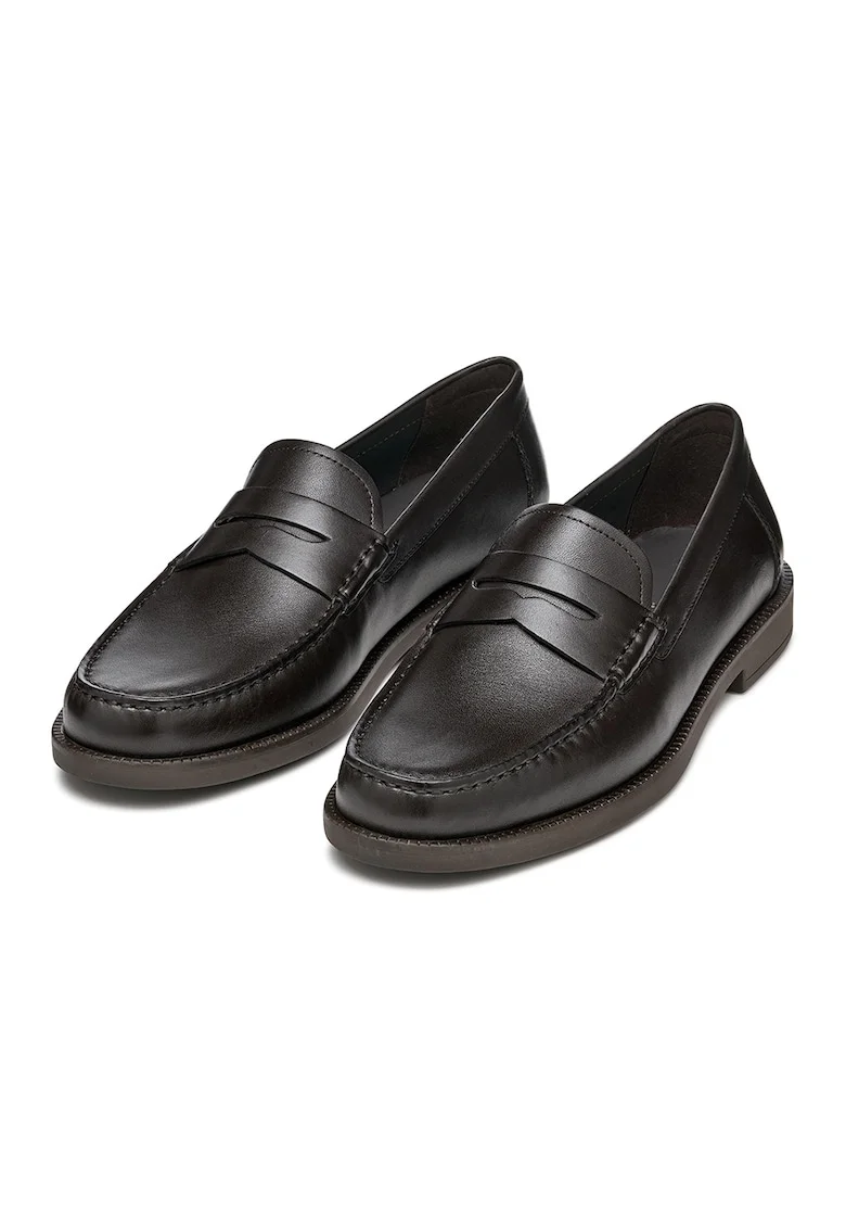 Pantofi loafer de piele, Maro inchis