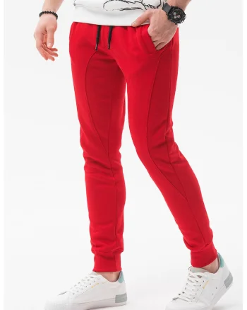 Pantaloni sport cu cusaturi accentuate, Rosu