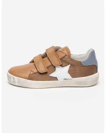 Pantofi sport cu garnituri de piele Annie, Caramel/Albastru