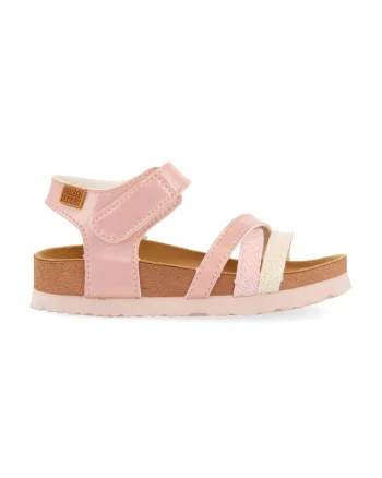Sandale de piele ecologica cu velcro Capiata, Roz