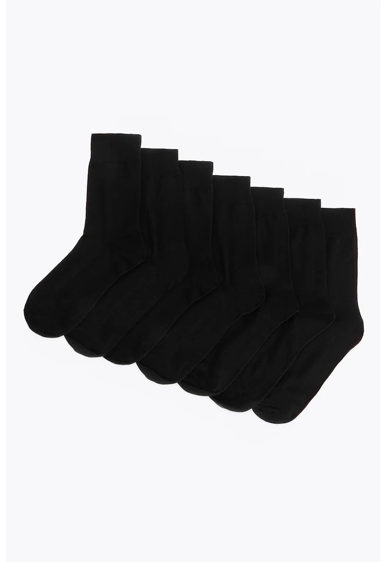 Set de sosete cu model uni - 7 perechi, Negru