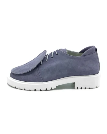 Pantofi casual de piele intoarsa cu toc masiv, Albastru prafuit