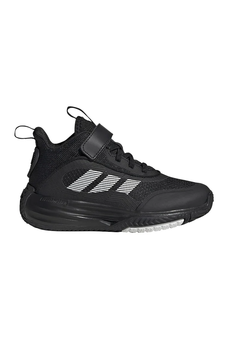 Pantofi Own The Game 3.0 cu bareta velcro pentru baschet, Alb/Negru