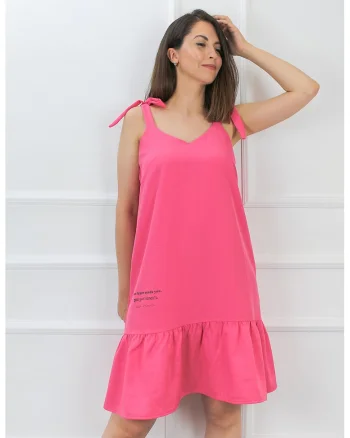 Rochie mini cu decolteu in V, Fucsia