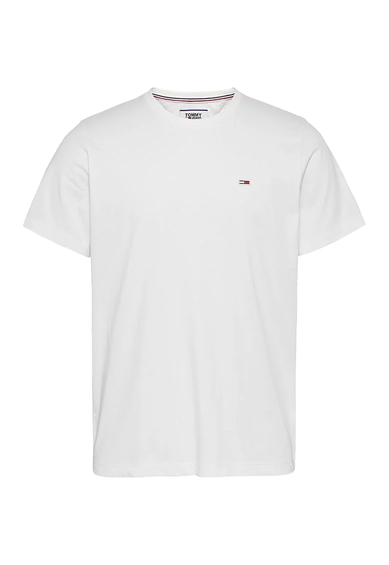 Tricou de bumbac organic cu decolteu la baza gatului, Alb
