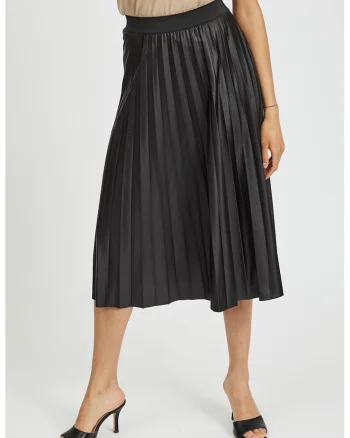 Fusta midi cu pliuri, Negru