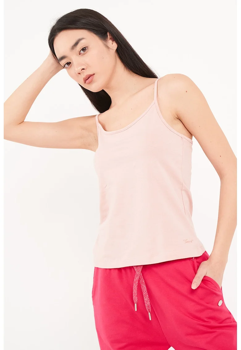 Top cu decolteu rotund, Roz pastel