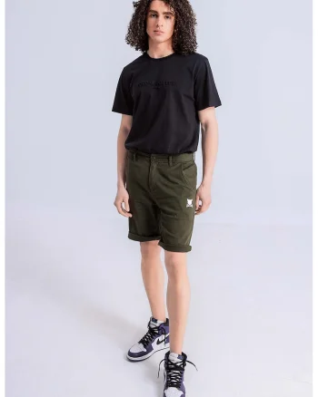Bermude unisex cu buzunare oblice, Kaki