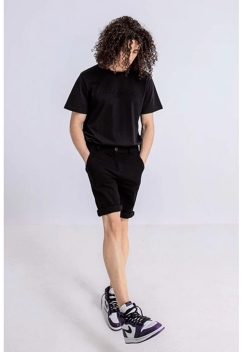 Bermude unisex cu buzunare oblice, Negru