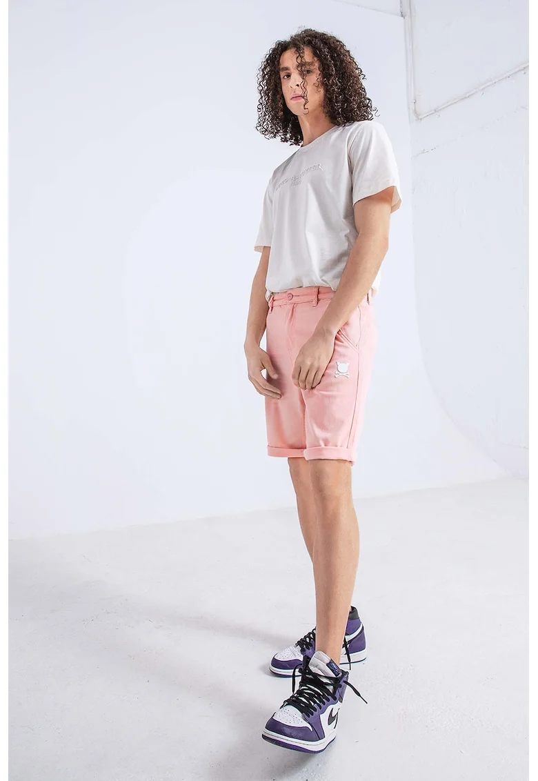 Bermude unisex cu buzunare oblice, Roz pastel