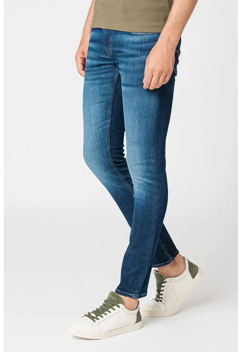Blugi skinny cu aspect decolorat Miami, Albastru inchis