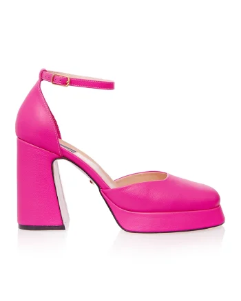 Pantofi de piele cu bareta pe glezna Barbie, Roz