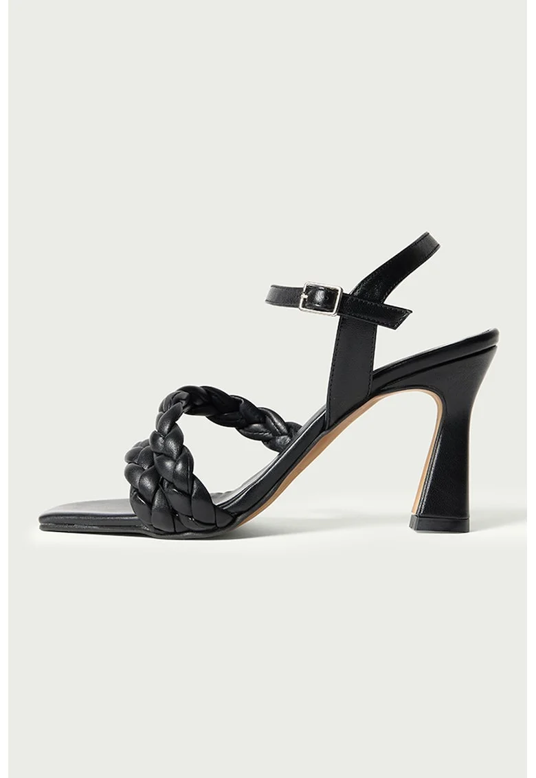 Sandale de piele cu barete impletite Ayana, Negru