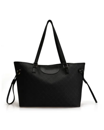 Geanta tote cu model logo, Negru/Gri