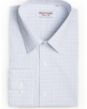 Camasa regular fit cu model in carouri, Alb/Bleumarin