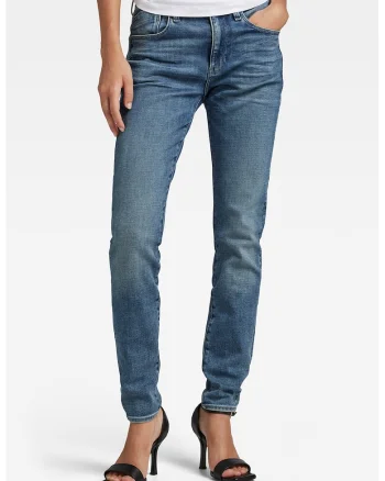 Blugi skinny cu talie medie Lhana, Albastru