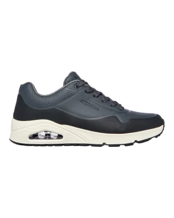 Pantofi sport de piele ecologica cu segmente perforate Uno-Timeline, Gri carbune