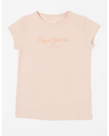 Tricou cu imprimeu logo stralucitor Hana, Roz pastel