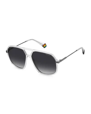 Ochelari de soare pilot polarizati, unisex, Argintiu inchis