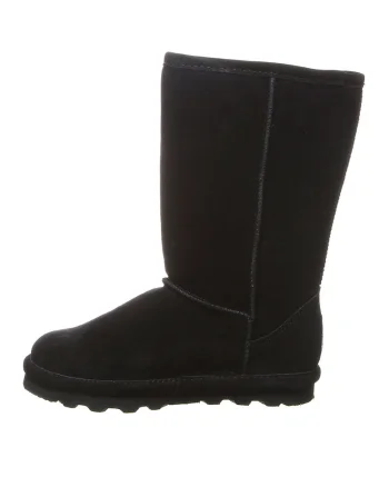 Cizme mid-calf fara inchidere din piele intoarsa cu finisaj rezistent la apa Elle, Negru