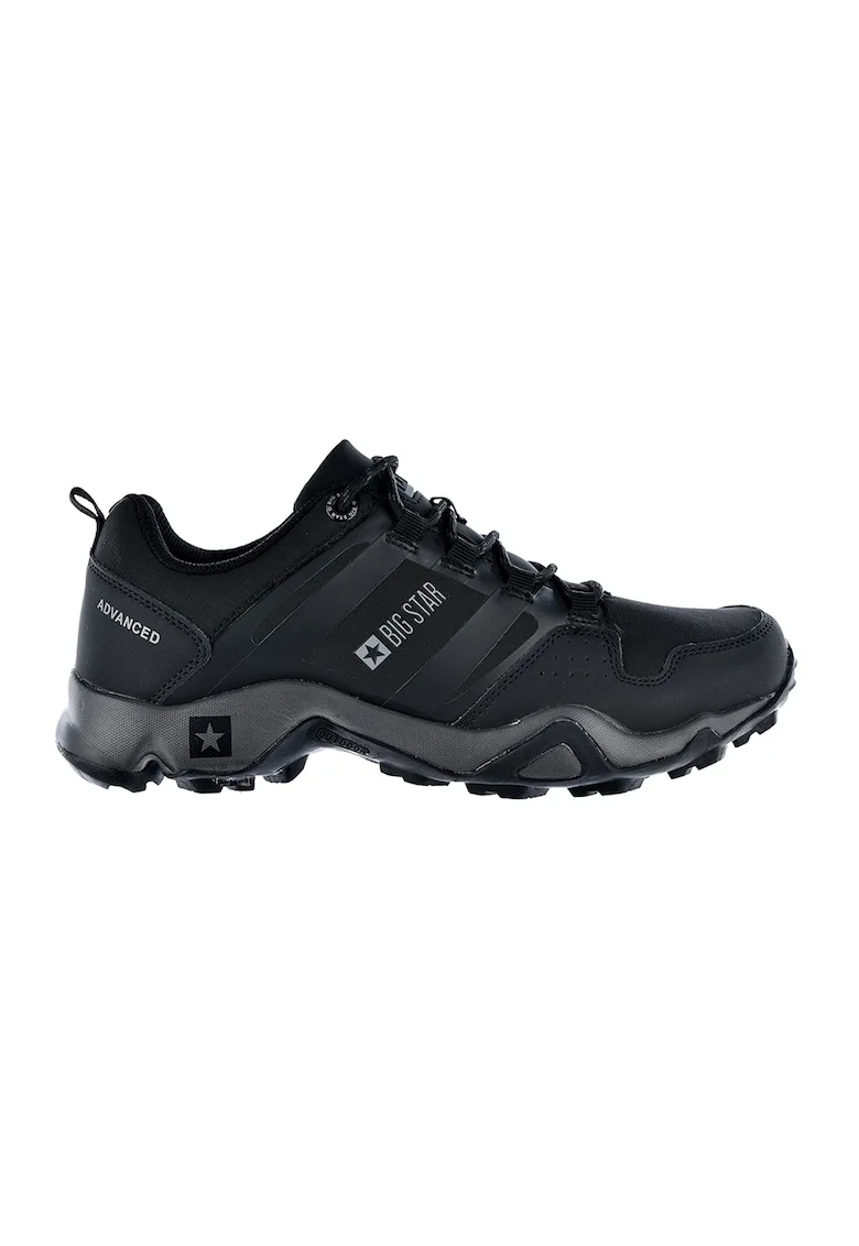 Pantofi sport low-cut cu insertii din piele ecologica, Negru