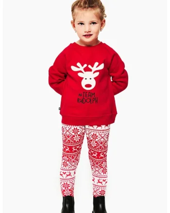 Bluza de trening cu imprimeu Rudolf, Rosu/Alb