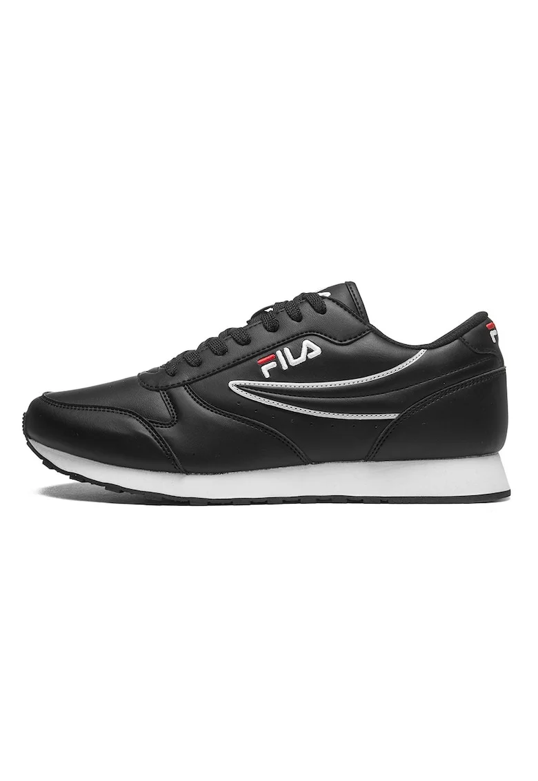 Pantofi sport de piele ecologica cu logo brodat Orbit Low, Negru stins