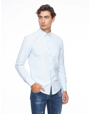 Camasa slim fit din amestec de bumbac, Albastru deschis