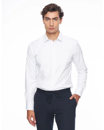 Camasa slim fit din amestec de bumbac, Alb