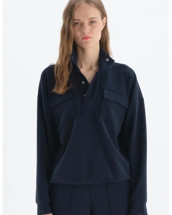 Bluza sport lejera cu buzunare aplicate, Bleumarin