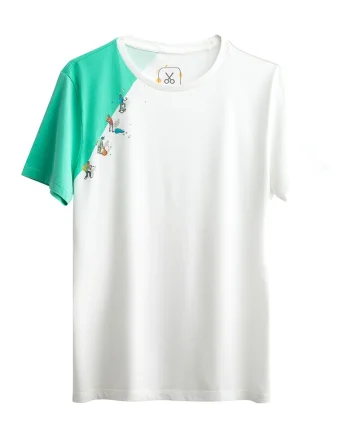 Tricou unisex de bumbac cu detaliu cu imprimeu grafic, Albastru aquamarin/Alb murdar
