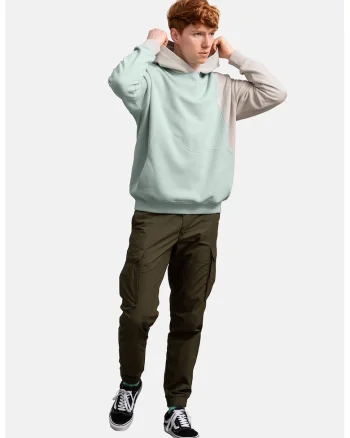 Hanorac unisex cu maneci contrastante, Alb fildes/Verde menta