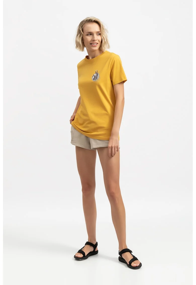 Tricou unisex de bumbac cu imprimeu grafic, Galben sofran