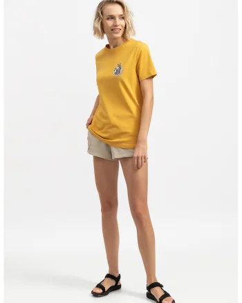 Tricou unisex de bumbac cu imprimeu grafic, Galben sofran