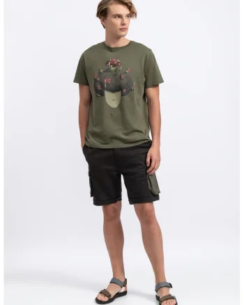 Tricou unisex cu imprimeu grafic, Kaki
