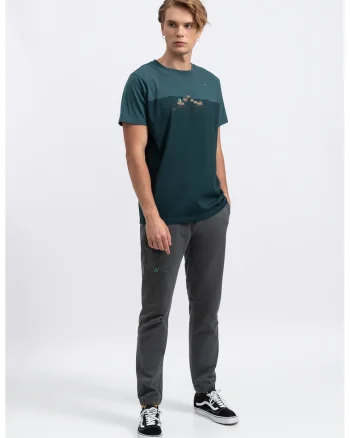 Tricou unisex cu imprimeu pe piept, Albastru petrol
