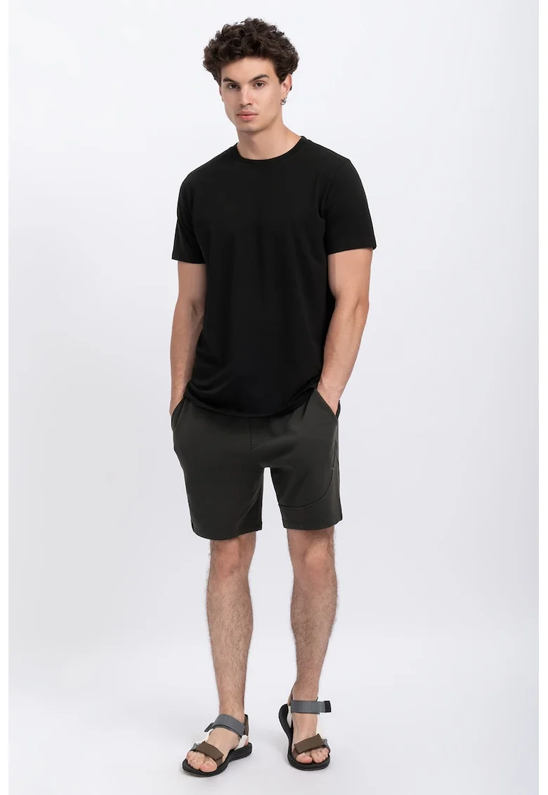 Tricou unisex cu decolteu la baza gatului, Negru