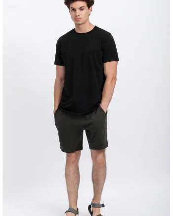 Tricou unisex cu decolteu la baza gatului, Negru