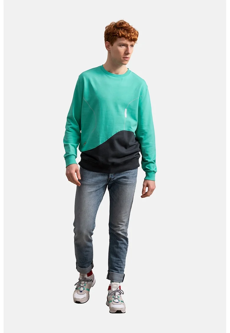 Bluza sport unisex cu aspect contrastant, Negru/Albastru aquamarin