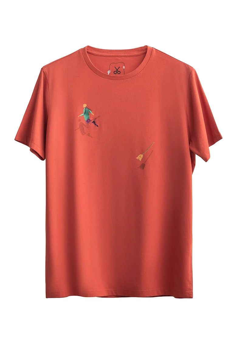Tricou unisex cu imprimeu grafic, Coral