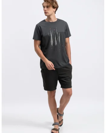 Tricou unisex cu imprimeu grafic, Gri