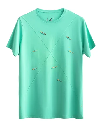 Tricou unisex cu imprimeu cu barcute, Albastru aquamarin