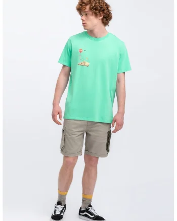 Tricou unisex regular fit cu imprimeu grafic, Albastru aquamarin